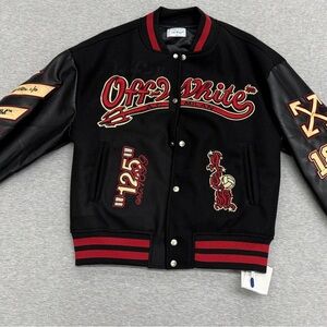 Off-White Black and Red Men's Varsity Jacket